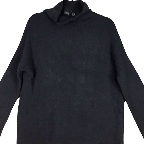 RDI Women’s Medium Black Ribbed Mock Neck Oversized Tunic Sweater NWOT - Picture 3 of 11